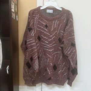 AREA Maroon and Black Geometric Sweater